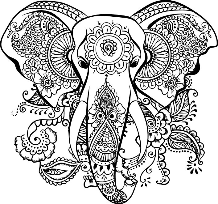 mandala coloring book, mandala elephant