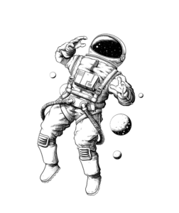 Captivating astronaut pencil drawing in space png