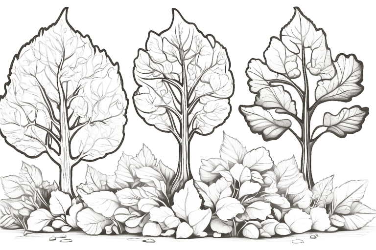 Three vibrant autumn trees with fallen leaves on a clean white background-PNG image - png img