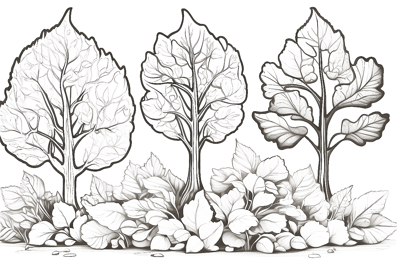 Three vibrant autumn trees with fallen leaves on a clean white background-PNG image - png img