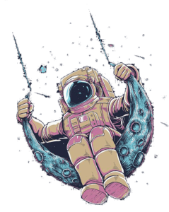 Astronaut Illustration T-Shirt Print Fine Art PNG Image