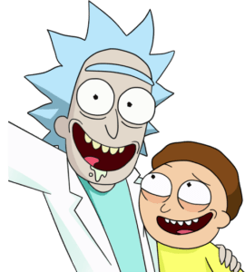Wendy's Rick and Morty cartoon characters in an animated scene