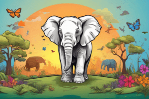 huge Elephant in Vibrant Jungle