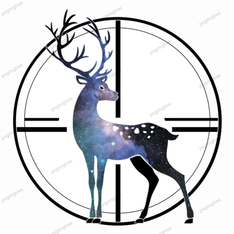 Vector illustration of a majestic galaxy deer logo, colored in shades of purple, on a black circle with a transparent white background.