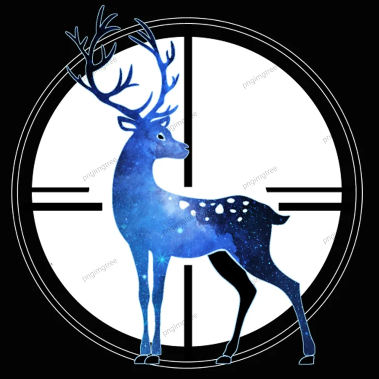 A wonderful artwork of a vector deer whose skin takes the shape and color of a bright blue galaxy inside a circle with a black frame and a black background that shows the attractive color of the deer.