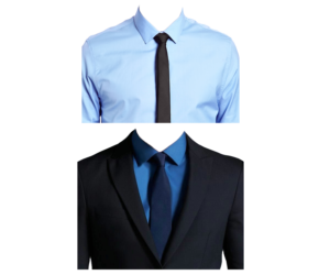 great suit png, Blue long-sleeved collared shirt and black necktie