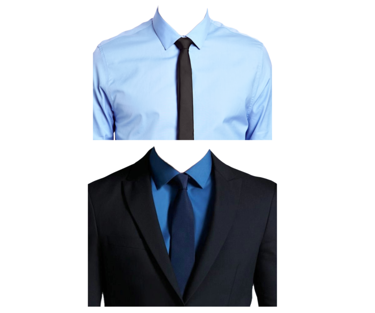great suit png, Blue long-sleeved collared shirt and black necktie