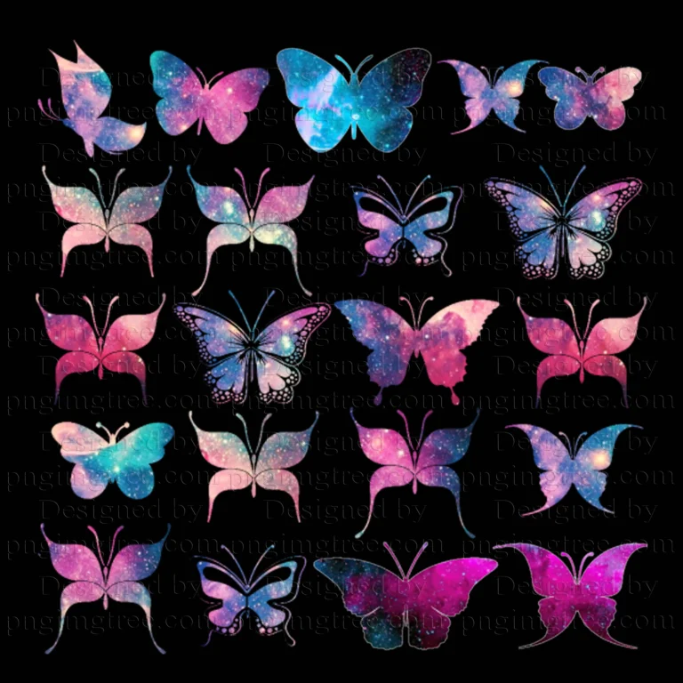 Amazing Colorful Winged Butterfly design- Starry Galaxy Colors, Butterfly Pattern for Invitation Cards, Art Projects, and Intricate Art Posters.