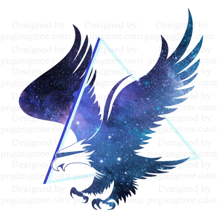 Purple eagle logo with galaxy-inspired wings.
