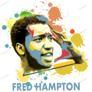 A striking image of Fred Hampton, a symbol of justice and leadership.
