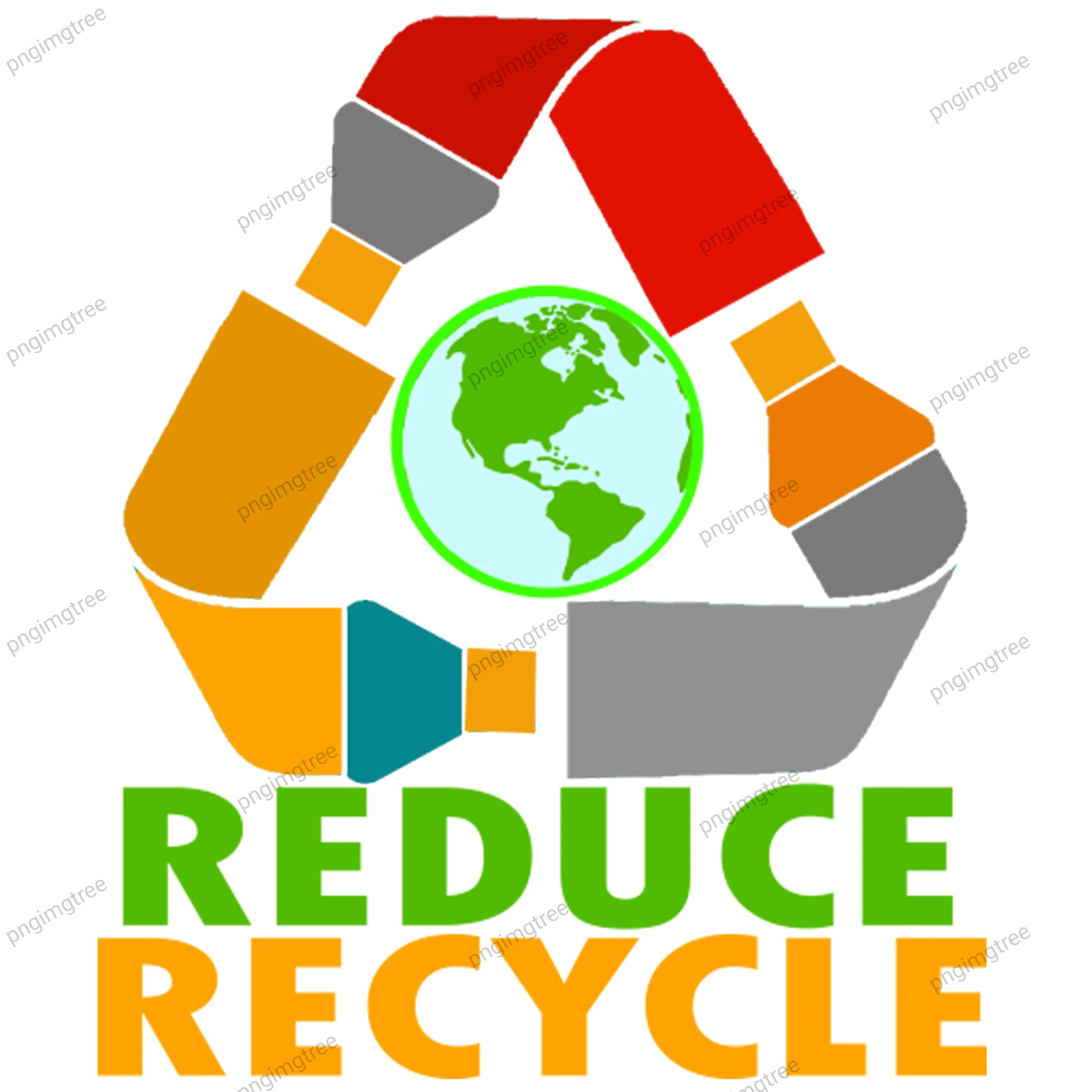 An expressive vector Reduce logo, Recycle and Reuse campaign