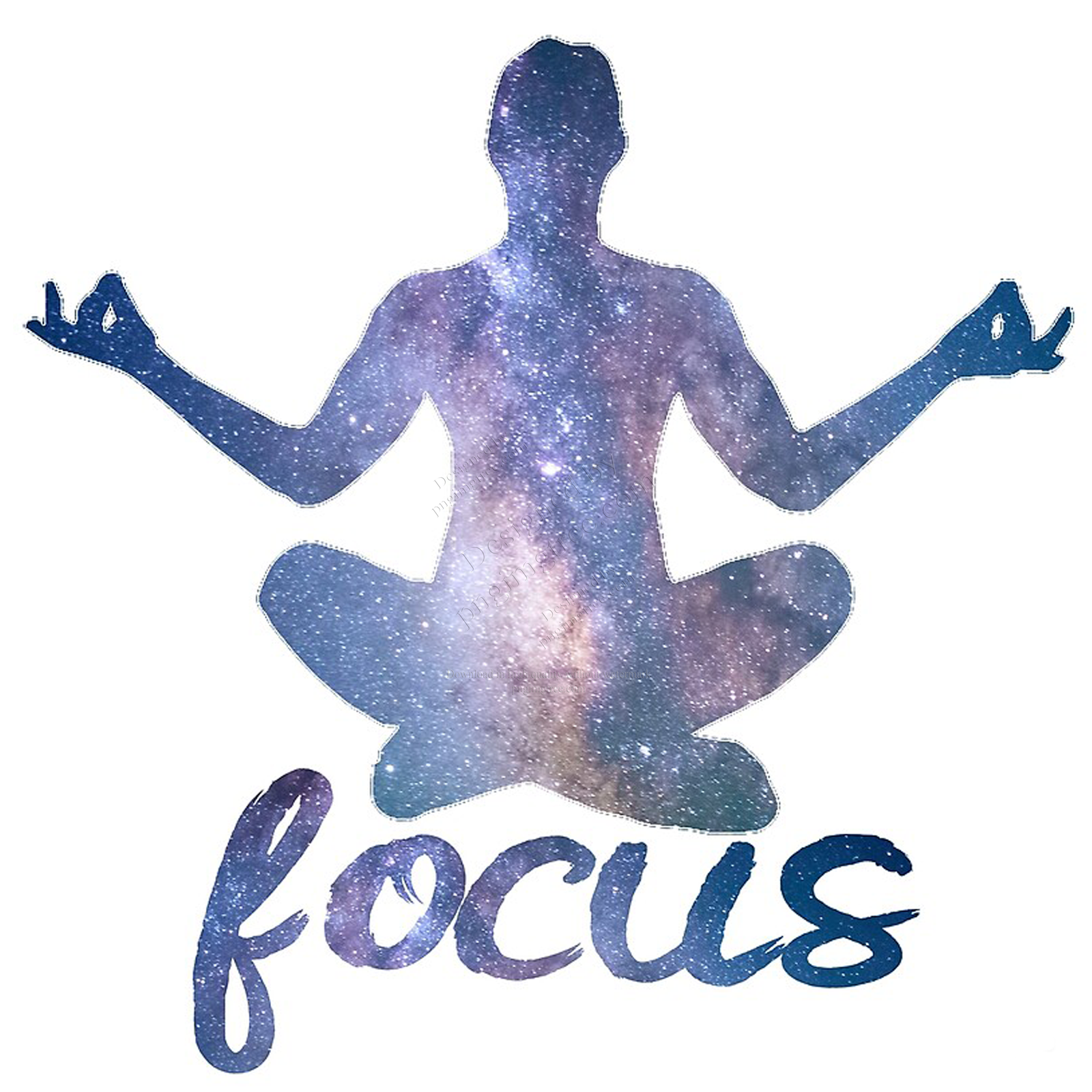 meditation image for relaxation and peaceful yoga with galaxy cosmic human pattern on white background