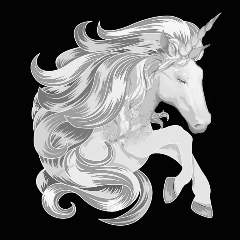 Adorable black and gray unicorn logo artwork, poster, and clipart design and logo