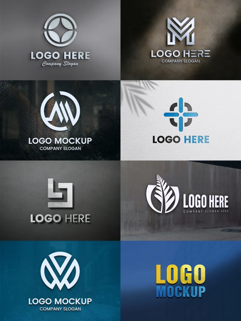 +30 Professional 3D Logo Mock-Up Templates (PSD Editable) – Realistic Branding & Presentation templates