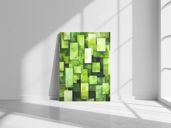 Geometric Wall Art Canvas | Modern Abstract Prints – High-Resolution, Editable & Print-Ready Digital Download, Geometric Wall Art Canvas: Modernize Your Space with Bold Lines & Shapes green pattern.