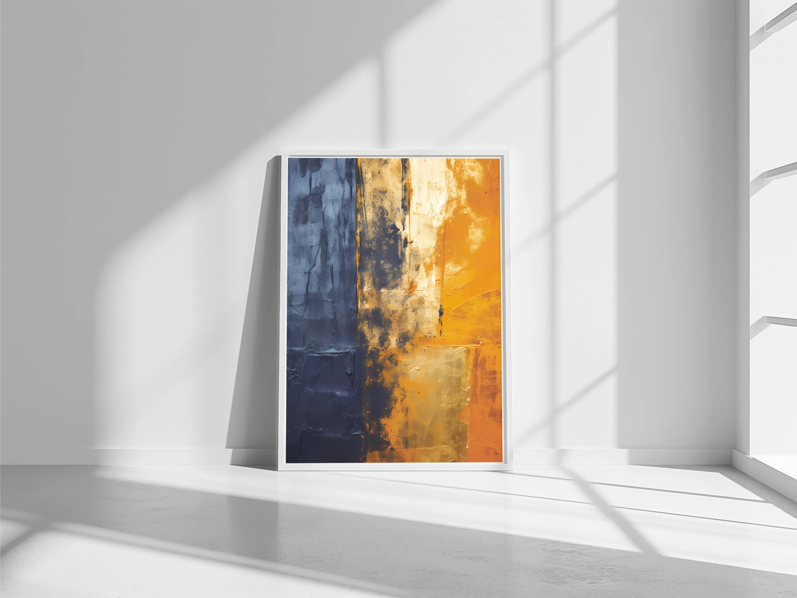 Blue, Black & Gold Abstract Canvas Wall Art | Hand-Painted Oil Color Textures – Modern Home Decor & Premium Print-Ready