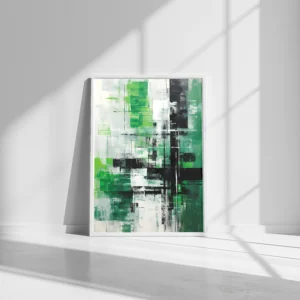 Green & Black Abstract Canvas Wall Art | Modern Earthy Decor & Premium Print-Ready for print.