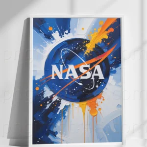 NASA Logo Abstract Oil Colors Canvas | Space-Themed Wall Art – High-Resolution, Editable & Print-Ready Digital Download
