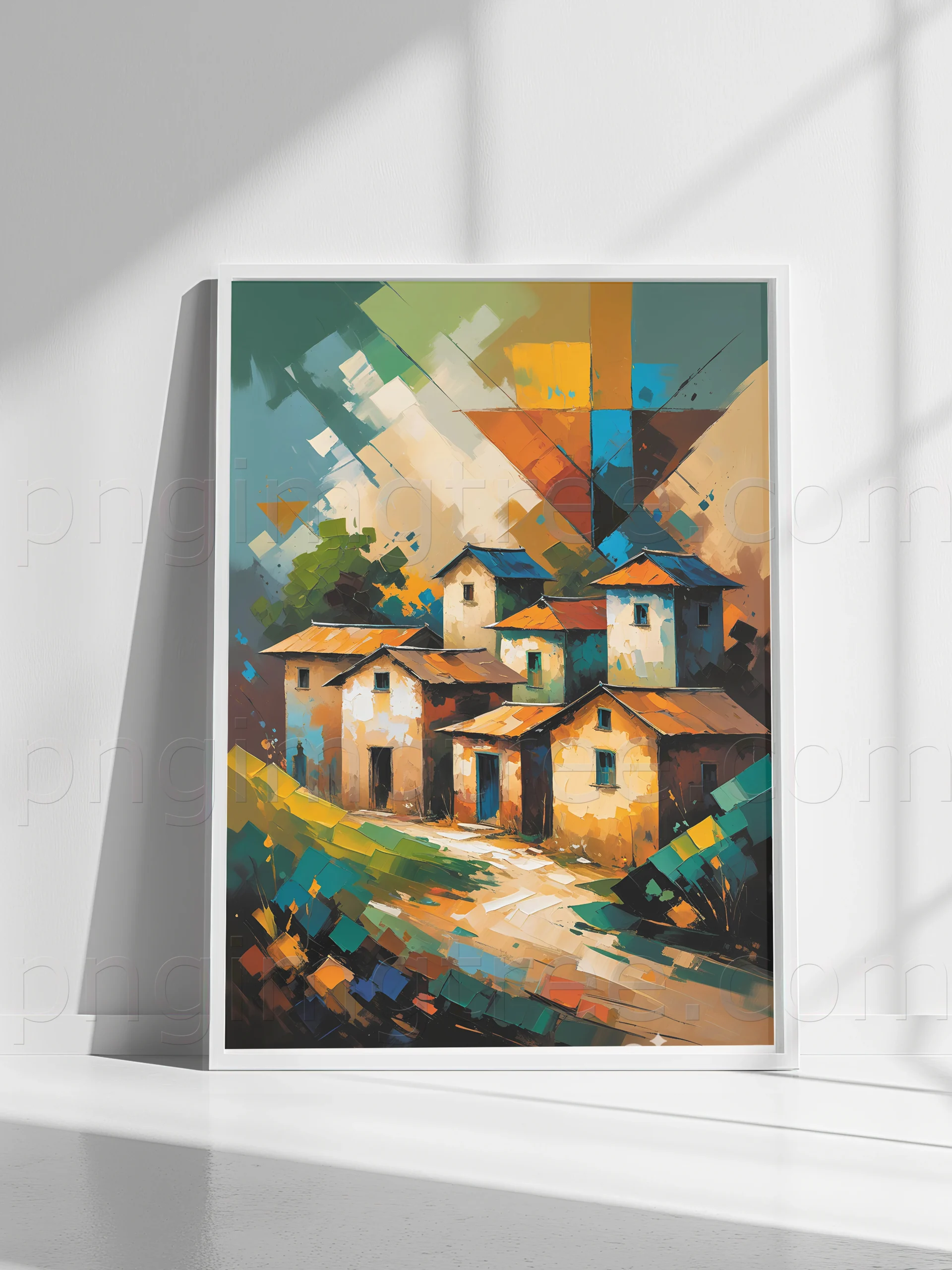 Vintage Village Oil Colors Canvas | Nostalgic Wall Art – High-Resolution, Editable & Print-Ready Digital Download