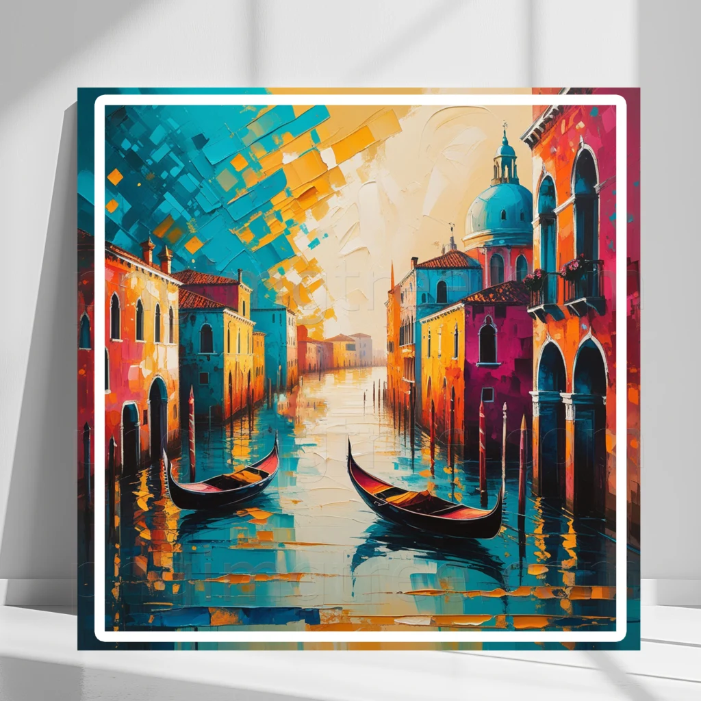 Venice City Vintage Oil Colors Canvas | Nostalgic Wall Art – High-Resolution, Editable & Print-Ready Digital Download