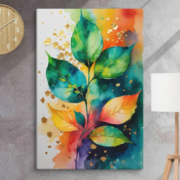 Colorful Leaves Canvas - Hand-stretched over solid wood - Vibrant Foliage Wall Décor for Nature Lovers