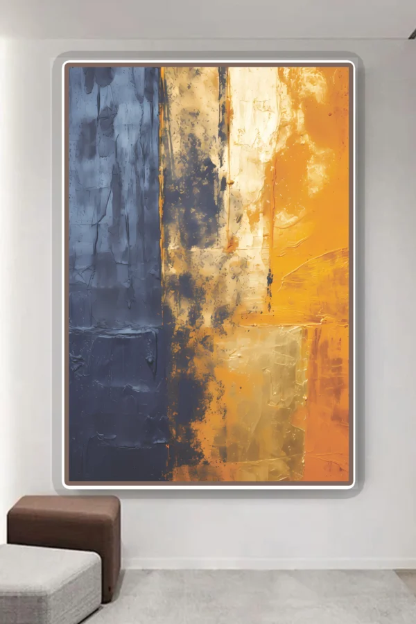 Blue, Black & Gold Abstract Canvas Wall Art | Oil Color mode Hand-stretched over solid wood – Modern Home Decor - Image 2