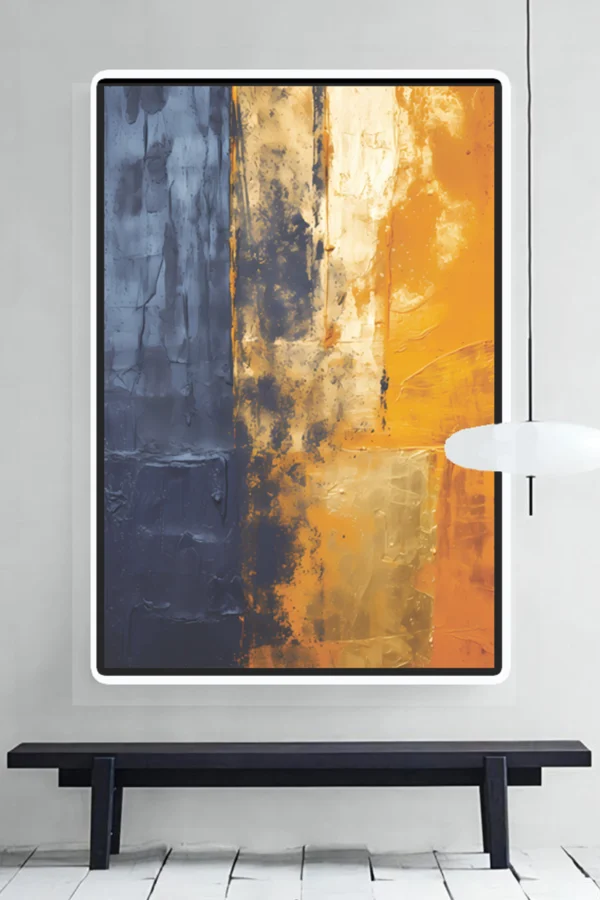 Blue, Black & Gold Abstract Canvas Wall Art | Oil Color mode Hand-stretched over solid wood – Modern Home Decor - Image 3