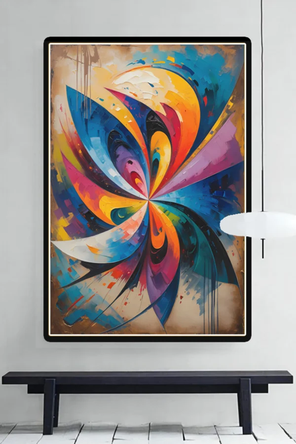 Geometric vintage Oil Colors Painting style Canvas - Hand-stretched over solid wood - Image 3