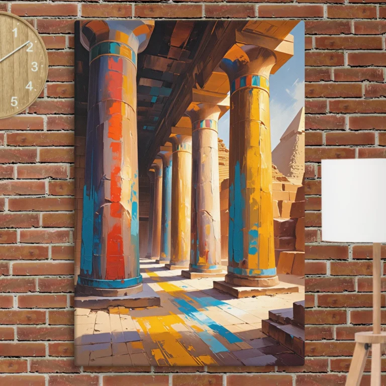 Egyptian Ancient "+20 Pharaonic Temple Abu Simbel temples" Abstract Oil Colors Canvas pyramids view - Hand-stretched over solid wood 100 0019