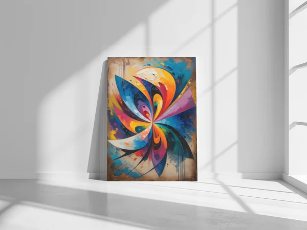 Geometric vintage Oil Colors Painting style Canvas - Hand-stretched over solid wood - Image 2