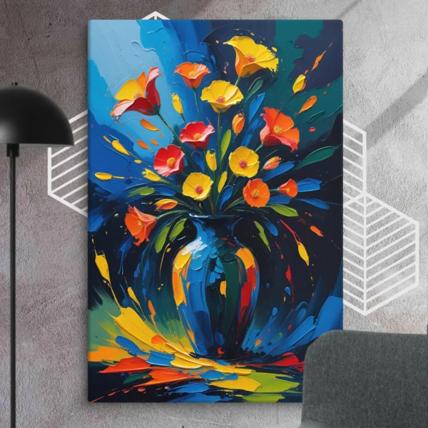 Flower Vase Abstract Oil Colors Canvas | Vintage Floral Wall Art -  Hand-stretched over solid wood