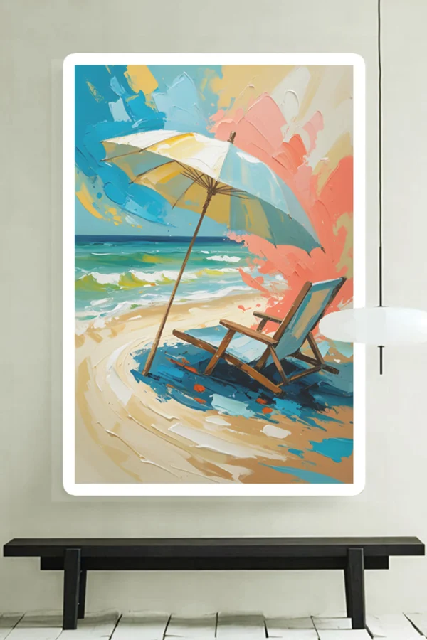 On the Beach Abstract Oil Colors Canvas | Coastal Wall Art - Hand-stretched over solid wood - Image 2