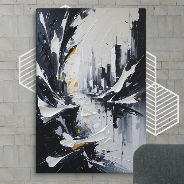 black and white city view wall art canvas