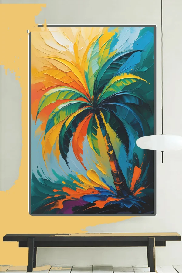 Banana Tree Abstract Oil Colors Canvas | Tropical Wall Art – High-Resolution, Editable & Print-Ready Digital Download