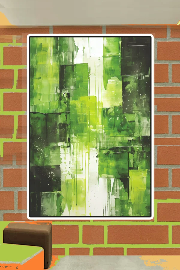 Green wall art Abstract wall art" exclusive Green Abstract Canvas wall art - Hand-stretched over solid wood - Image 6