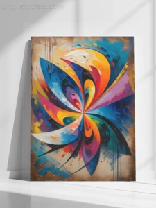Geometric vintage Oil Colors Painting style Canvas - Hand-stretched over solid wood