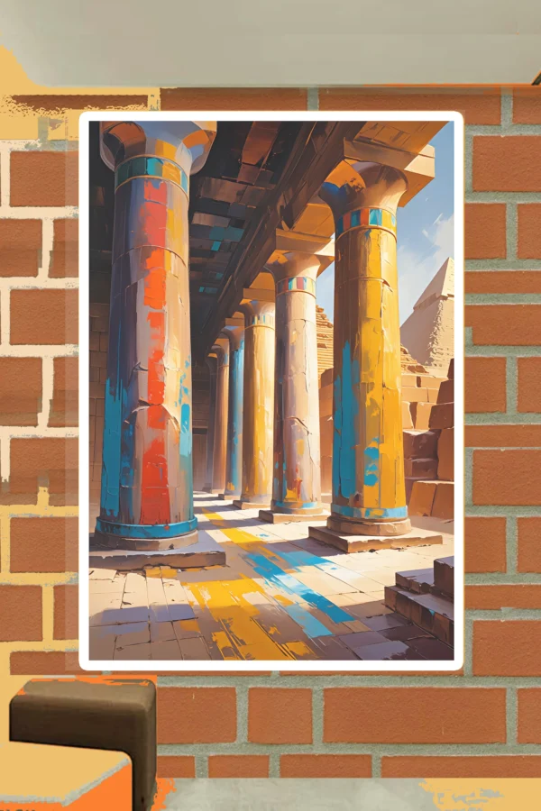 Egyptian Ancient " Pharaonic Temple Abu Simbel temples" Abstract Oil Colors Canvas pyramids view  | Pharaoh Wall Art – High-Resolution, Editable & Print-Ready Digital Download - Image 4