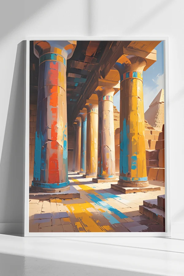 Egyptian Ancient " Pharaonic Temple Abu Simbel temples" Abstract Oil Colors Canvas pyramids view  | Pharaoh Wall Art – High-Resolution, Editable & Print-Ready Digital Download