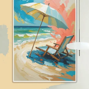On the Beach Abstract Oil Colors Canvas | Coastal Wall Art – High-Resolution, Editable & Print-Ready Digital Download