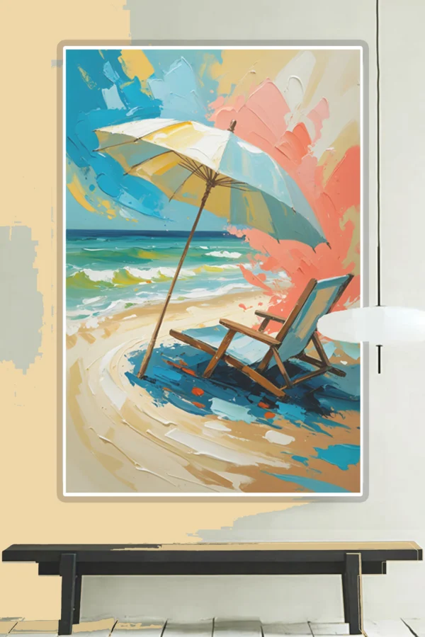 On the Beach Abstract Oil Colors Canvas | Coastal Wall Art – High-Resolution, Editable & Print-Ready Digital Download