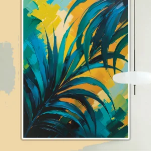 Palm Tree Abstract Oil Colors Canvas - Tropical Digital Art Print Instant Download