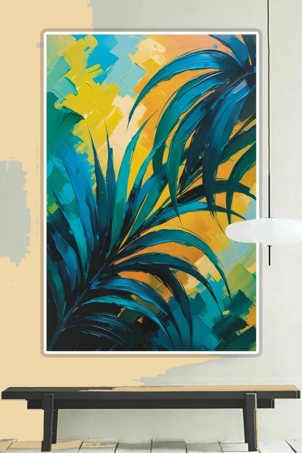 Palm Tree Abstract Oil Colors Canvas - Tropical Digital Art Print Instant Download