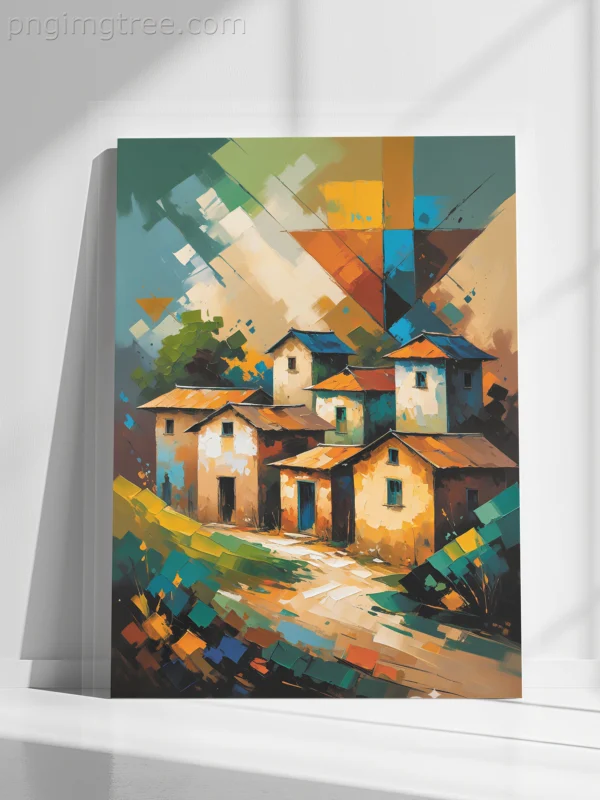 Vintage Village Oil Colors Canvas | Nostalgic Wall Art – Hand-stretched over solid wood - Image 2