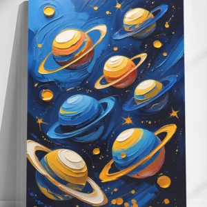 Planets Abstract Oil Colors Canvas | Cosmic Wall Art - Hand-stretched over solid wood