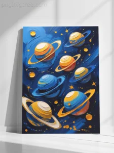 Planets Abstract Oil Colors Canvas | Cosmic Wall Art - Hand-stretched over solid wood