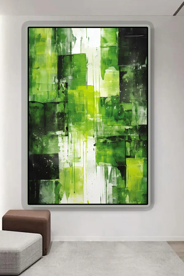 Green wall art Abstract wall art" exclusive Green Abstract Canvas wall art - Hand-stretched over solid wood - Image 5