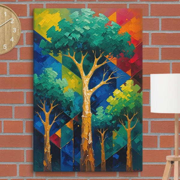 Vintage trees, Woods: An Oil-colors style Forest -Hand-stretched Canvas over solid wood