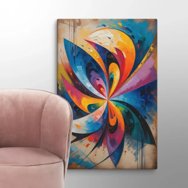 Geometric vintage Oil Colors Painting style Canvas - Hand-stretched over solid wood - Image 3