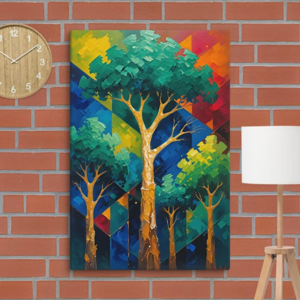 Vintage trees, Woods: An Oil-colors style Forest -Hand-stretched Canvas over solid wood - Image 2