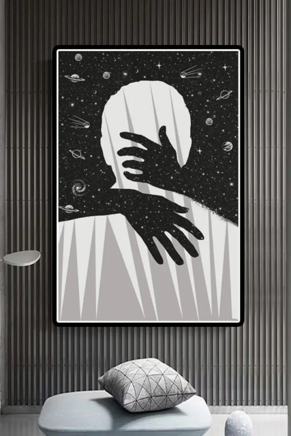 Galaxy Space Hug Canvas - Instant Download | Stellar Art for Cosmic Dreamers